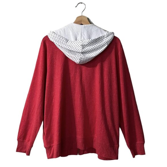 Disney Minnie Mouse Full Zip Hoodie Plus Size 1X Jacket Hooded Layered Polka Dot - Picture 3 of 6